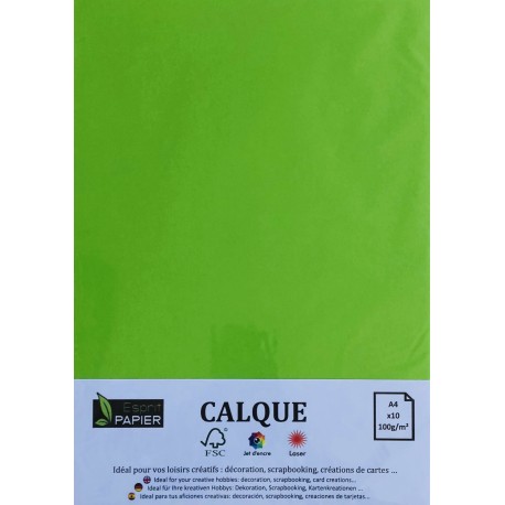 Pochette de 10 feuilles A4 de Calque Cromatico Vert Printemps