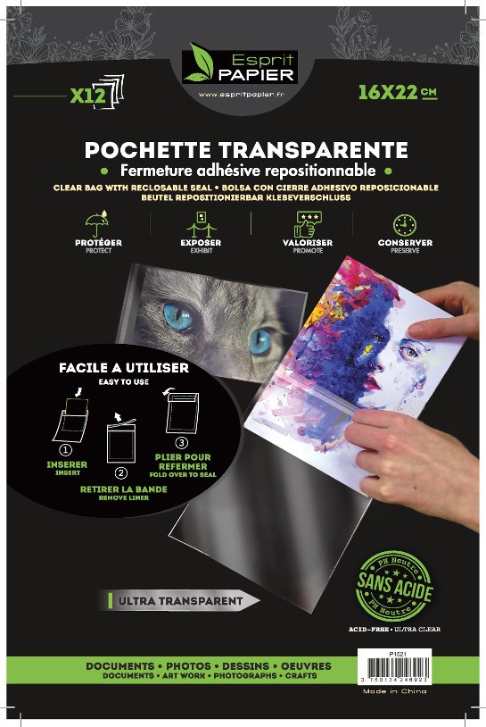 Pochette transparente Polypropylène 50 µ 12 pcs Esprit Papier chez Rougier  & Plé