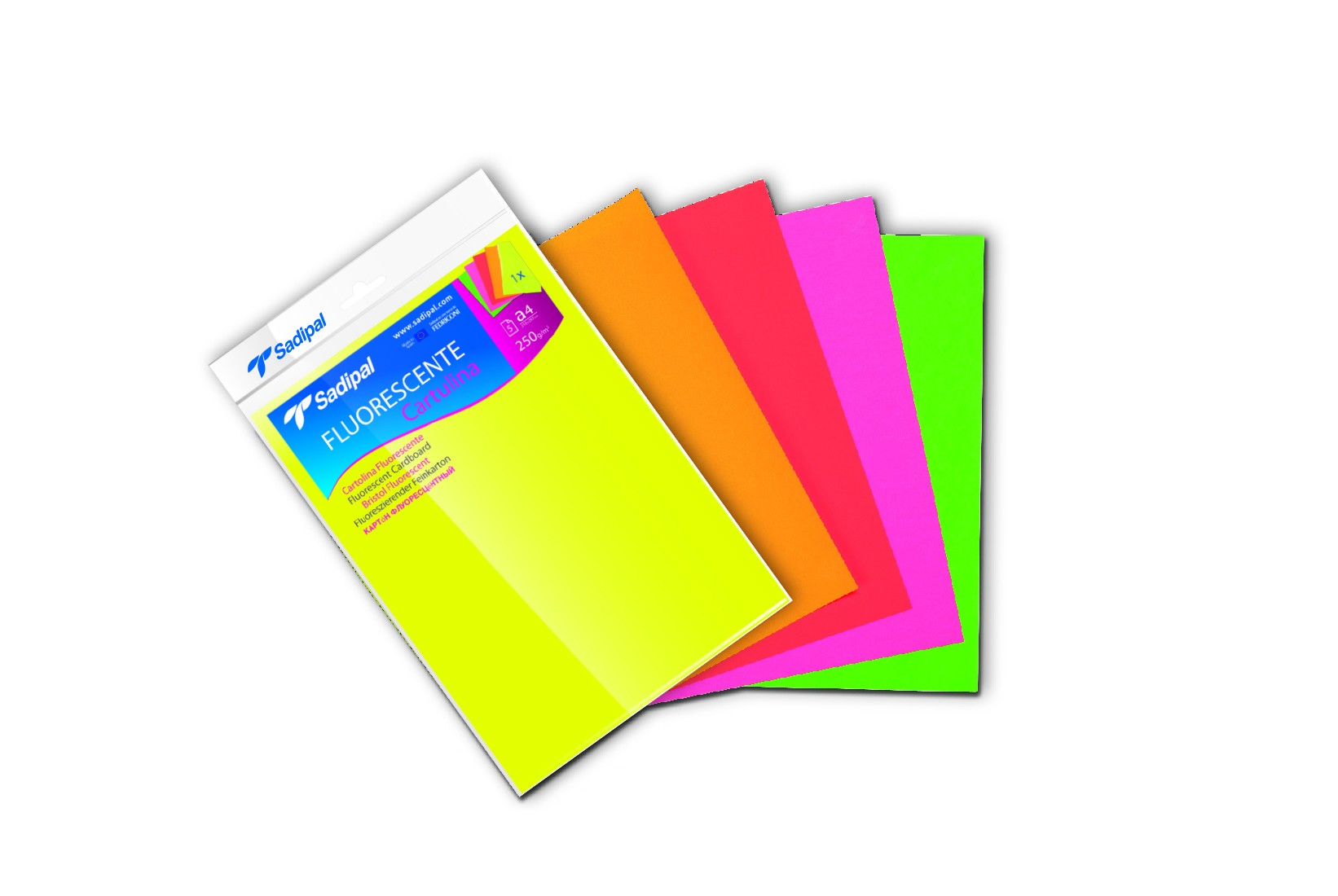 Pochette de 5 feuilles A4 de papier Bristol Fluorescent - Esprit