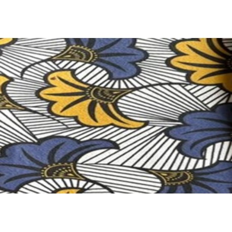 Carnet Broché A5 Fait Main motifs fleurs jaune et bleu
