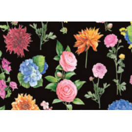 Papier imprimé Noir Fleuri