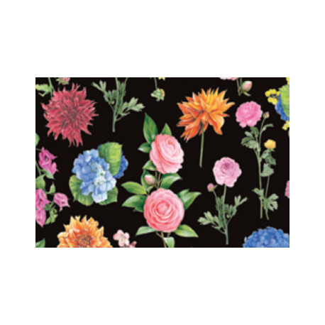 Papier imprimé Noir Fleuri