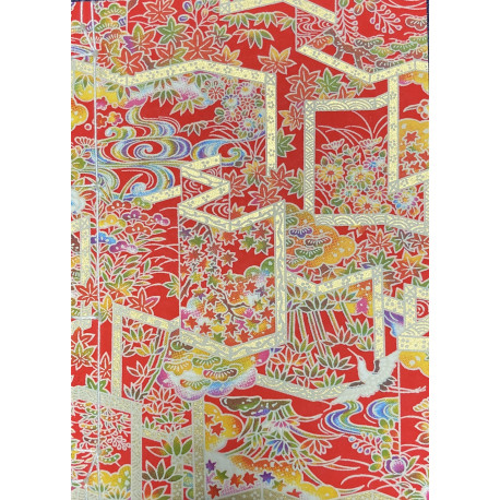 Carnet broché jap Paravent Rouge