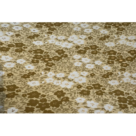 Papier Fait Main Petites Fleurs Beiges Foncées et Bleues