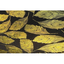 Papier Fait Main Plumes Doré sur Noir
