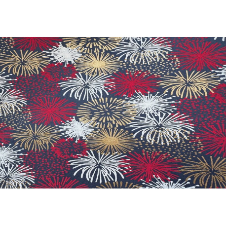 Papier Fait Main Artifice Rouge, Doré et Blanc